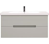 Тумба с раковиной RUVANN KANI 100 + Гармония 100 в ванную подвесная, грей Т.KANI-GR.П-100П-KIT-GAR