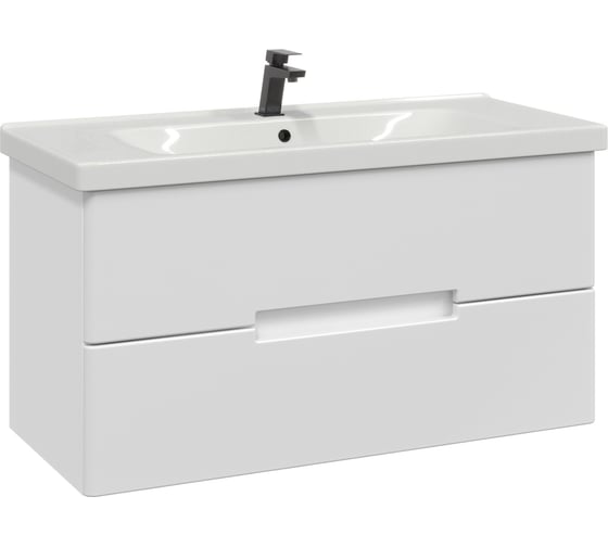 Тумба с раковиной RUVANN KANI 100 + Гармония 100 в ванную подвесная Т.KANI.П-100П-KIT-GAR