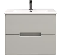 Тумба с раковиной RUVANN KANI 60 + Квадро 60 в ванную подвесная, грей Т.KANI-GR.П-60П-KIT-KVA