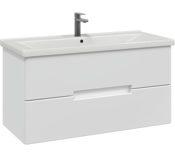 Тумба с раковиной RUVANN KANI 100 + Миранда 100 в ванную подвесная Т.KANI.П-100П-KIT-MIR