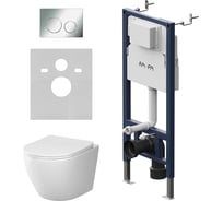 Инсталляция AM.PM PrimeFit с клавишей L хром глянц с подвесным унитазом Like AquaSpin 2.0 IS90151.801901