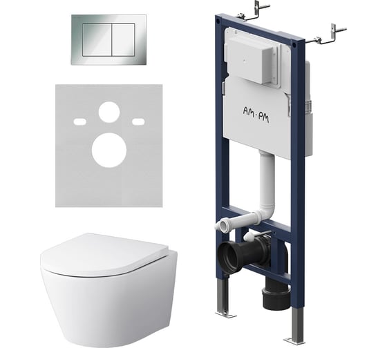 Инсталляция AM.PM PrimeFit с клавишей S хром глянц с подвесным унитазом X-Joy Aquaspin IS90251.851900 1