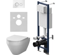 Инсталляция AM.PM ErgoFit с клавишей L белый глянц с подвесным унитазом Spirit V2.0 Aquaspin IS110101.701900