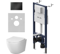 Инсталляция AM.PM PrimeFit с клавишей S черный матовый, с подвесным унитазом Like AquaSpin 2.0 IS90238.801901