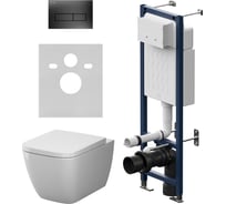 Инсталляция AM.PM ErgoFit с клавишей M черный матовый, с подвесным унитазом Gem Aquaspin IS110338.901901