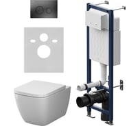 Инсталляция AM.PM ErgoFit с клавишей L черный матовый, с подвесным унитазом Gem Aquaspin IS110138.901901