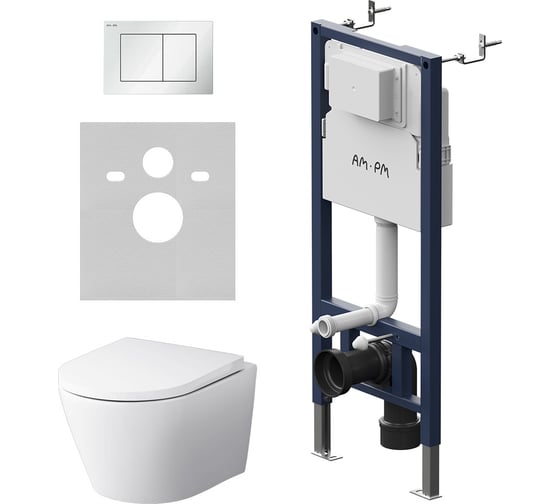 Инсталляция AM.PM PrimeFit с клавишей S белый глянц с подвесным унитазом X-Joy Aquaspin IS90201.851900 1