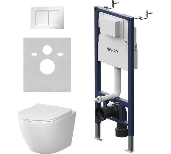 Инсталляция AM.PM PrimeFit с клавишей S белый глянц с подвесным унитазом Like AquaSpin 2.0 IS90201.801901 1