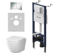 Инсталляция AM.PM PrimeFit с клавишей S хром глянц с подвесным унитазом Like AquaSpin 2.0 IS90251.801901