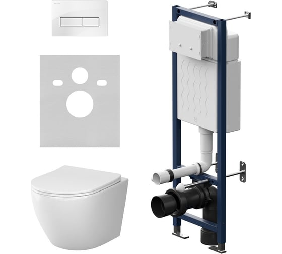 Инсталляция AM.PM ErgoFit с клавишей M белый глянц с подвесным унитазом Like AquaSpin 2.0 IS110301.801901 1