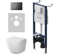 Инсталляция AM.PM PrimeFit с клавишей L черный матовый, с подвесным унитазом Like AquaSpin 2.0 IS90138.801901