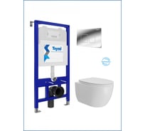Инсталляция с унитазом комплект 5 в 1 Teymi унитаз подвесной безободковый Lori Vortex кнопка хром F15803 F15803 ЦБ-00303973