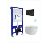 Инсталляция с унитазом Teymi комплект 5 в 1  унитаз подвесной безободковый Lori Vortex кнопка черная / хром F15791 F15791 ЦБ-00303958