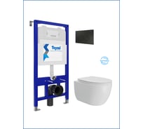 Инсталляция с унитазом Teymi комплект 5 в 1  унитаз подвесной безободковый Lori Vortex кнопка черная F15794 F15794 ЦБ-00303948