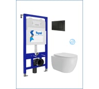 Инсталляция с унитазом Teymi комплект 5 в 1  унитаз подвесной безободковый Lori Vortex кнопка черная F15800 F15800 ЦБ-00303972