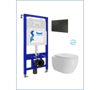 Инсталляция с унитазом Teymi комплект 5 в 1  унитаз подвесной безободковый Lori Vortex кнопка черная F15807 F15807 ЦБ-00303968