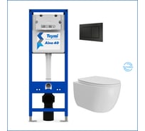 Инсталляция с унитазом Teymi комплект 5 в 1  унитаз подвесной безободковый Lori Vortex кнопка черная F16926 F16926 ЦБ-00303933