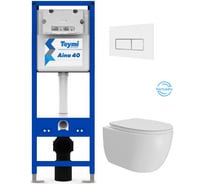 Инсталляция с унитазом Teymi комплект 5 в 1 унитаз подвесной безободковый Lori Vortex кнопка белая / хром F16918 F16918 ЦБ-00303924