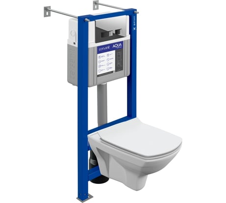 Комплект Cersanit CARINA XL CO DPL EO slim+инст.AQUA SMART M40+кнопка MOVI пластик, хром, глянцевый 63486