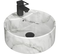 Раковина круглая накладная Bauedge BAU Element D41, с отверстием под смеситель, мрамор NS0001-MAR