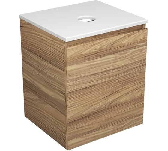 Тумба Bauedge Bau Dream Blackwood 50 с дверцей, раковина BAU Nimb 51x41 белая SD3151