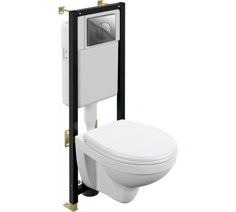 Комплект Cersanit DELFI lift+инсталляция BLACK+кнопка LEON пластик, хром, глянец SET-DEL/BLACK/TPL/Cg-w