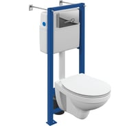 Комплект Cersanit Delfi slim+инсталляция Vector+кнопка ACTIS хром, глянцевый SET-DEL/Vec/S-DL/Ac-Cg-w