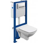 Комплект Cersanit CARINA XL CO DPL EO slim+инсталляция LINK PRO+кнопка PILOT белое стекло 63556