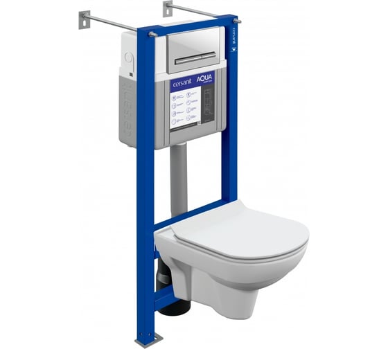 Комплект Cersanit CITY CO DPL EO slim+инсталляция AQUA SMART M40+кнопка PILOT стекло, белый 63485 1