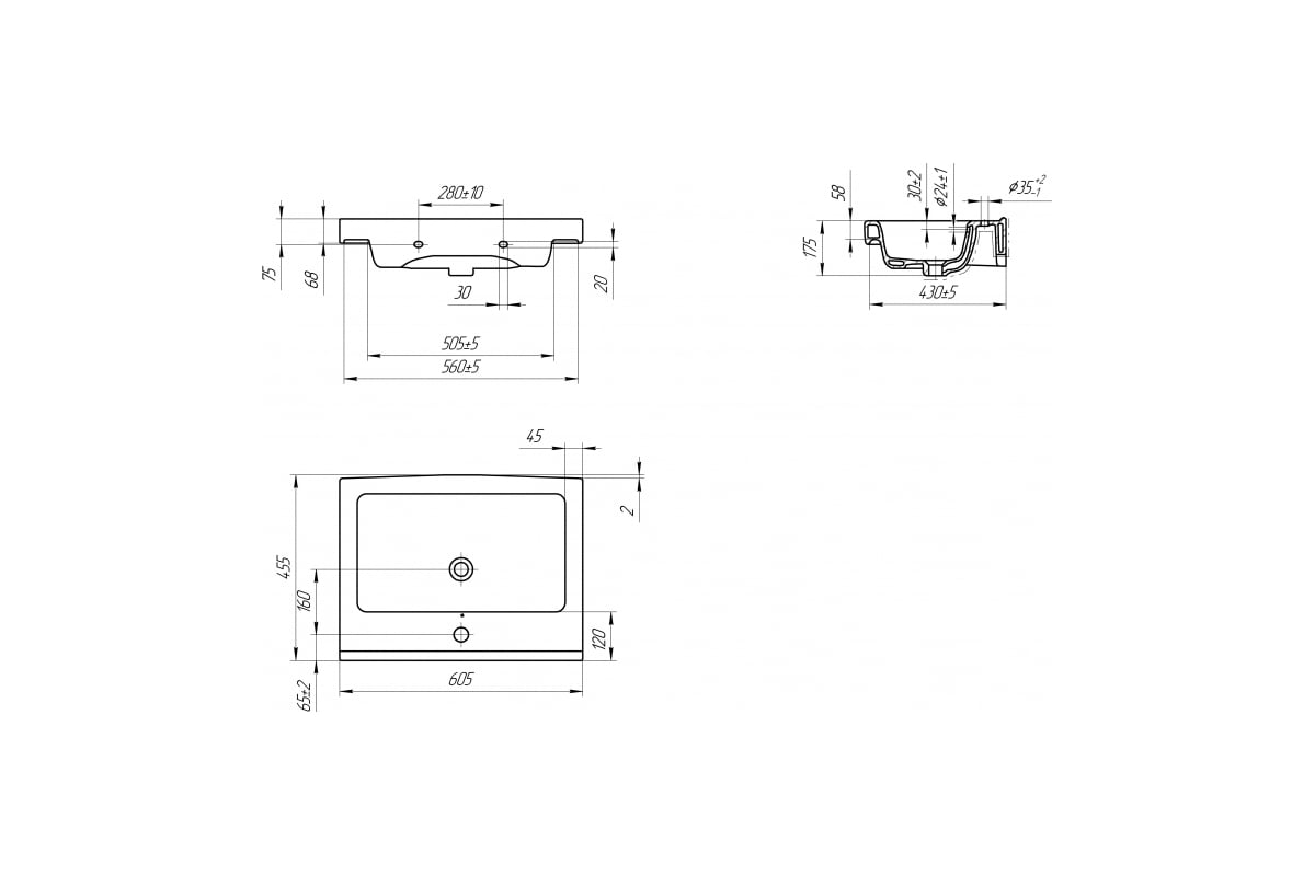 S um mod80 1 раковина столешница moduo 80 cersanit 246880