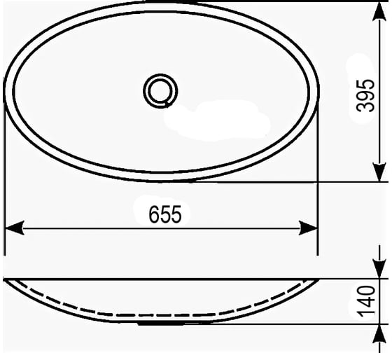 Накладная раковина Azario овальная, 65.5х39.5х14 см AZ- 40148