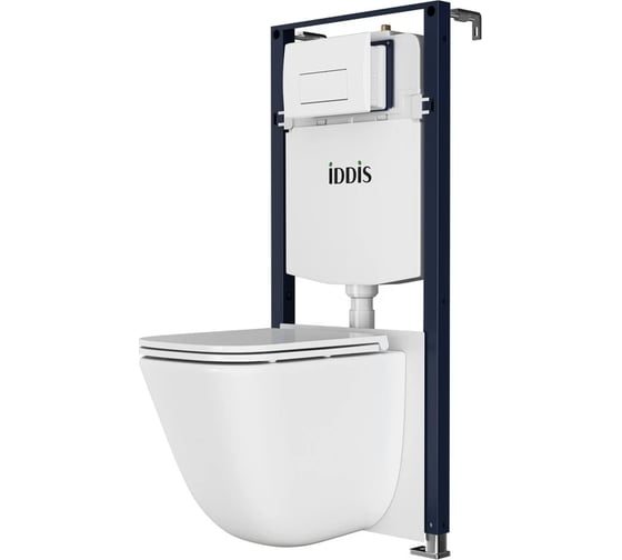 Комплект 3 в 1: подвесной унитаз, инсталляция и белая клавиша смыва IDDIS Basic BASTQ03i73