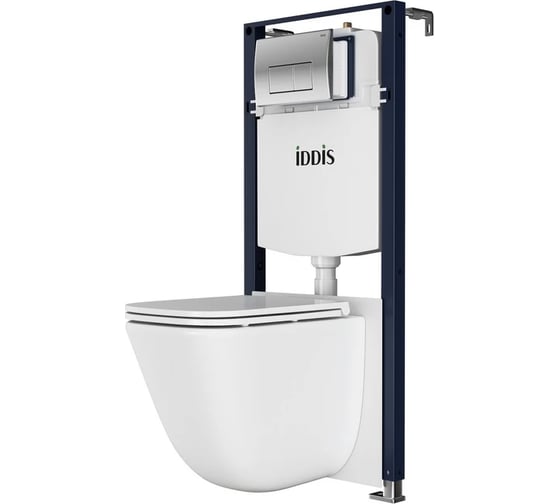 Комплект 3 в 1: подвесной унитаз, инсталляция и клавиша смыва хром IDDIS Basic BASTQ01i73