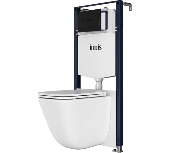 Комплект 3 в 1: подвесной унитаз, инсталляция и черная клавиша смыва IDDIS Basic BASTQ02i73