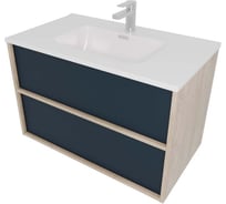 Комплект мебели AQUATEK AQ66080-DO-MG Тумба 80 см ЛИБРА с раковиной AQ0480-00, 2 ящика,цвет фасадов серый мат, корпус дуб давос 00000149526