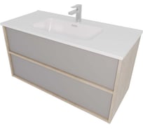 Комплект мебели AQUATEK AQ66100-DO-LG Тумба 100 см ЛИБРА с раковиной AQ4100-00, 2 ящика push-to-open,цвет фасадов серый туман, корпус дуб давос 00000149508