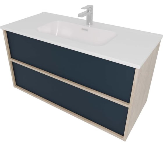 Комплект мебели AQUATEK AQ66100-DO-MG Тумба 100 см ЛИБРА с раковиной AQ4100-00, 2 ящика push-to-open,цвет фасадов серый мат, корпус дуб давос 00000149507