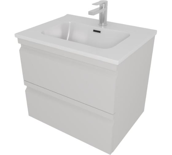 Комплект мебели AQUATEK AQ77060-LG Тумба 60см ВЕГА с раковиной AQ0460-00, 2 ящика, цвет серый туман 00000145041