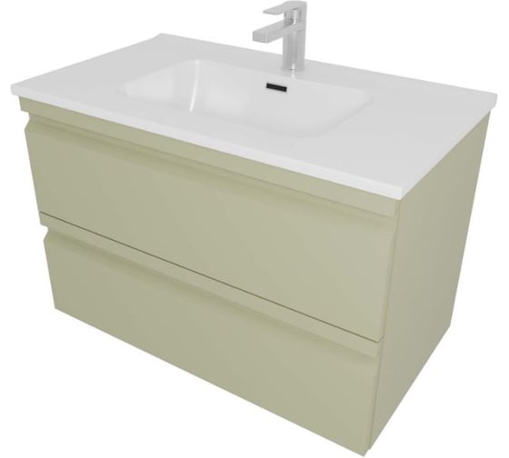 Комплект мебели AQUATEK AQ77080-GS Тумба 80см ВЕГА с раковиной AQ0480-00, 2 ящика, цвет шалфей зеленый 00000145037