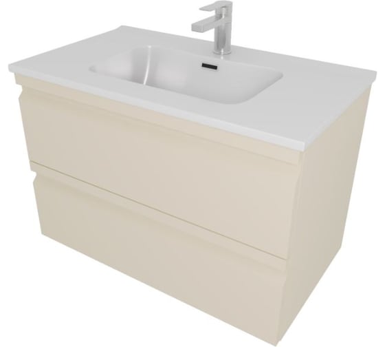 Комплект мебели AQUATEK AQ77080-LC Тумба 80см ВЕГА с раковиной AQ0480-00, 2 ящика, цвет капучино светлый 00000145038