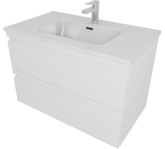 Комплект мебели AQUATEK AQ77080-MW Тумба 80 см ВЕГА с раковиной AQ0480-00, 2 ящика,цвет белый мат 00000145034