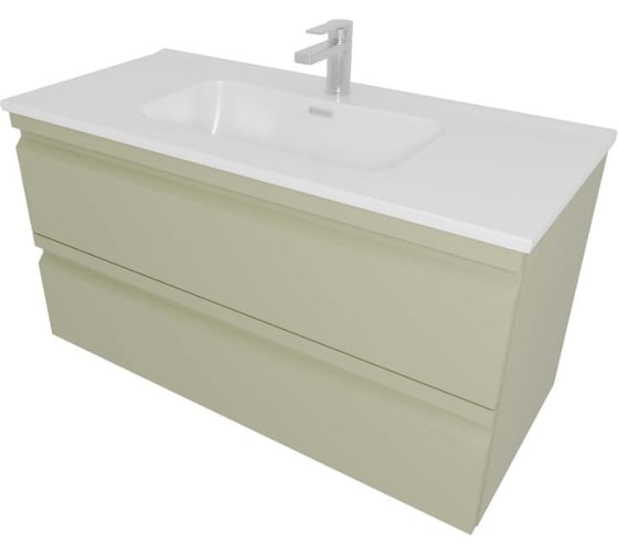 Комплект мебели AQUATEK AQ77100-GS Тумба 100см ВЕГА с раковиной AQ4100-00, 2 ящика, цвет шалфей зеленый 00000145032