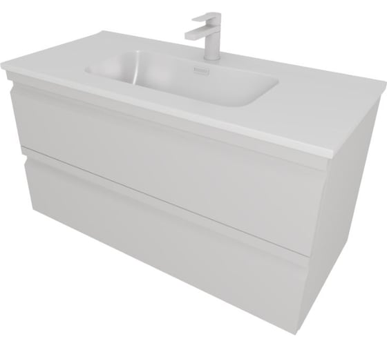 Комплект мебели AQUATEK AQ77100-LG Тумба 100см ВЕГА с раковиной AQ4100-00, 2 ящика, цвет серый туман 00000145031