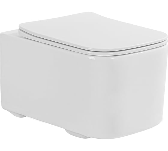 Унитаз подвесной AQUATEK AQ1515T-00 КВАДРО TORNADO безободковый 505х345х345, тонкое сиденье с механизмом плавного закрывания, крепеж 00000144876