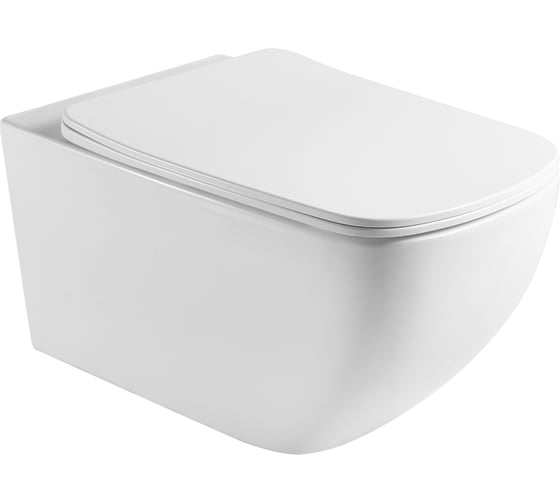 Унитаз подвесной AQUATEK AQ1537T-00 МЕДЕЯ TORNADO безободковый 555х375х335, тонкое сиденье с механизмом плавного закрывания, крепеж 00000144875