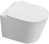 Унитаз подвесной AQUATEK AQ1580T-00 ТАУРУС TORNADO безободковый 520х360х320, тонкое сиденье с механизмом плавного закрывания, крепеж 00000143654