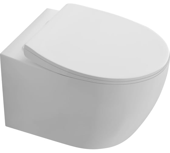 Унитаз подвесной AQUATEK AQ1582T-00 СИРИУС TORNADO безободковый 520х360х350, тонкое сиденье с механизмом плавного закрывания, крепеж 00000143655