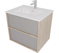 Комплект мебели AQUATEK AQ66060-DO-LG Тумба 60 см ЛИБРА с раковиной AQ0460-00, 2 ящика,цвет фасадов серый туман, корпус дуб давос 00000149531