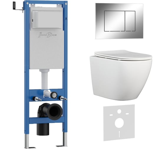 Комплект 3 в 1 IBERICA BLANCA инсталляция 40 см, унитаз TORNADO безободковый белый BILBAO ALTO (IB.BLA.234.1B1), кл IB.001M.BLA.234.852