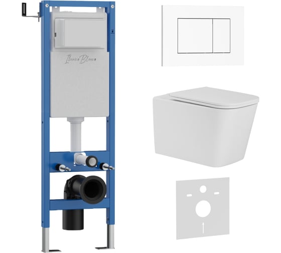 Комплект 3 в 1 IBERICA BLANCA инсталляция 40 см, унитаз TORNADO безободковый белый TOLEDO ALTO (IB.TLA.234.1B1), кл IB.001M.TLA.234.855
